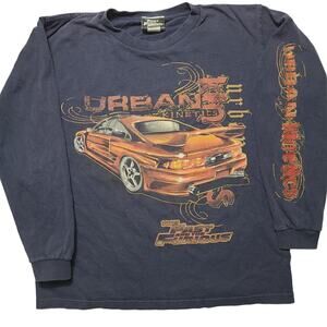 VTG The Fast & Furious Youth Long Sleeve Shirt Size L Blue USA Made Vin Diesel